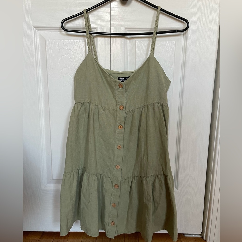 Linen blend light green flowy top/dress, size XS
